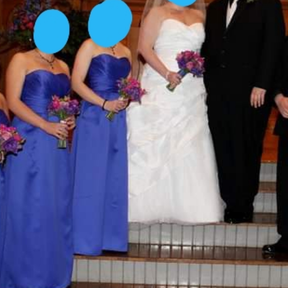 B2 cobalt blue strapless bridesmaids dress, Sz 6